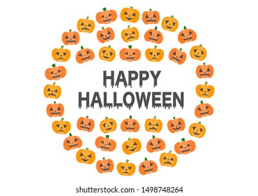 Happy Halloween. Vector illustration of pumpkin. Round shape.