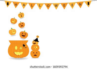 Happy Halloween, Vector illustration Set orange pumpkin on orange background