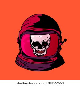 happy halloween vector. vector illustration of an skull with an astronaut helmet