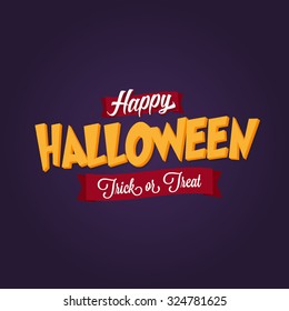 Happy Halloween Vector Illustration. Spooky Text with Banners on a purple background.