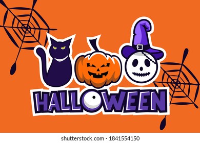 happy halloween vector illustration. Suitable for greeting card, poster and banner.
