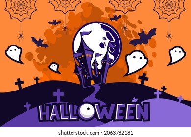 Happy halloween vector illustration. Suitable for greeting card, poster and banner.