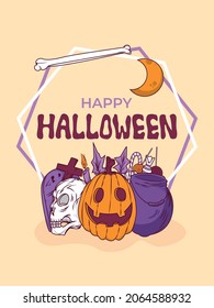 Happy halloween vector illustration template