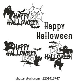 Happy Halloween, Vector illustration. Text Banner on white background. 