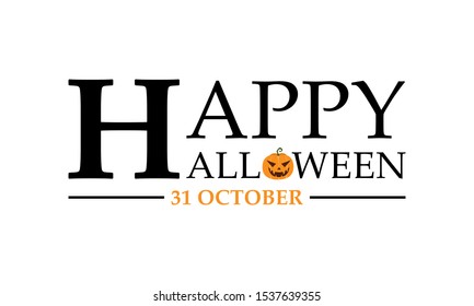 Happy Halloween vector illustration. Typography with Halloween pumpkin and bats, greeting card