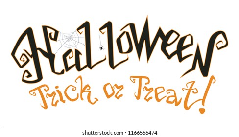 Happy halloween. Vector illustration with web and spider. Trick or treat