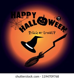 Happy halloween. Vector illustration with web and spider. Trick or treat