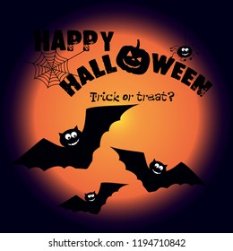 Happy halloween. Vector illustration with web and spider. Trick or treat