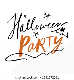 Happy Halloween Vector Illustration Web Trick Or Treat Lettering Cute Poster Or Postcard Clipart On White Background Fall