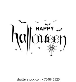 Happy halloween. Vector illustration with web, spiders and bats.