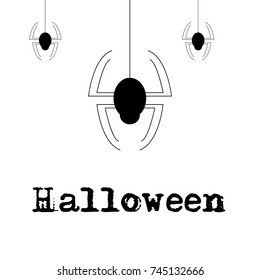 Happy halloween. Vector illustration with web and spider Isolated on white background.