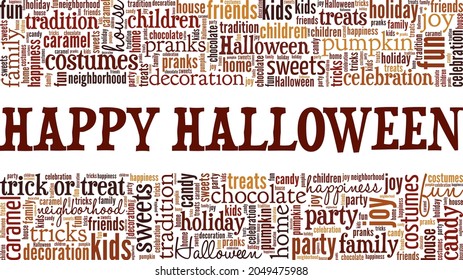 Happy Halloween vector illustration word cloud isolated on white background.