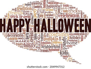 Happy Halloween vector illustration word cloud isolated on white background.
