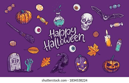 Happy halloween mit Vektorgrafiken