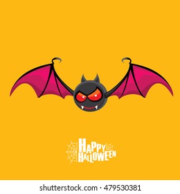 Happy halloween vector kids funny background with cartoon funky bat