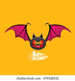 Happy halloween vector kids funny background with cartoon funky bat