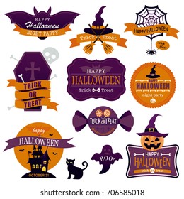 Happy halloween vector label set