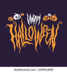 Happy Halloween vector lettering for banner, poster, greeting card, party invitation. Vector illustration.