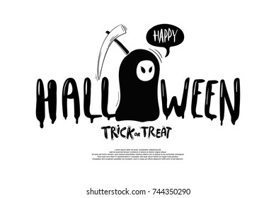 Happy Halloween Vector Lettering . Creative Text Of Happy Halloween, trick or treat .