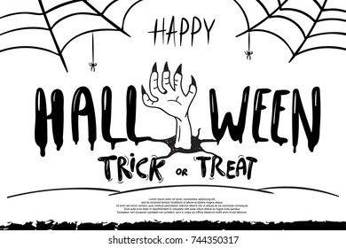 Happy Halloween Vector Lettering . Creative Text Of Happy Halloween, trick or treat .