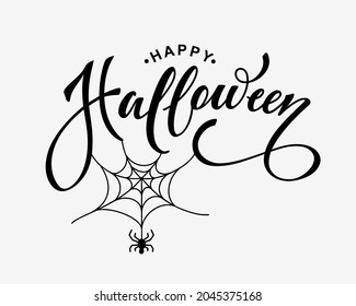 Happy Halloween vector lettering. Festive calligraphy for a banner, poster, greeting card, invitation to a party. Vector illustration. Hand drawing