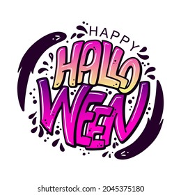 Happy Halloween vector lettering. Festive calligraphy for a banner, poster, greeting card, invitation to a party. Vector illustration. Hand drawing