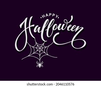 Happy Halloween vector lettering. Festive calligraphy for a banner, poster, greeting card, invitation to a party. Vector illustration. Hand drawing