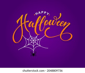 Happy Halloween vector lettering. Festive calligraphy for a banner, poster, greeting card, invitation to a party. Vector illustration. Hand drawing