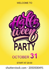 Happy Halloween vector lettering. Festive calligraphy for a banner, poster, greeting card, invitation to a party. Vector illustration. Hand drawing