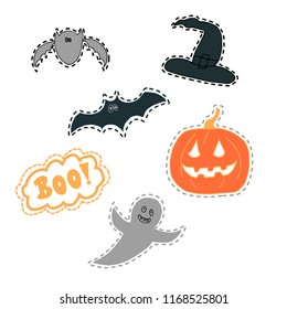 Happy Halloween vector lettering. Holiday calligraphy and web for banner, poster, greeting card, party invitation. Isolated illustration.
