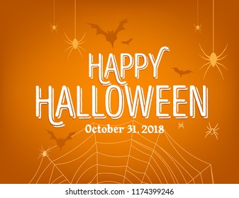 Happy Halloween vector lettering. Holiday calligraphy poster, greeting card, party invitation. Isolated illustration.