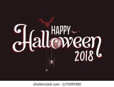 Happy Halloween vector lettering. Holiday calligraphy poster, greeting card, party invitation. Isolated illustration.