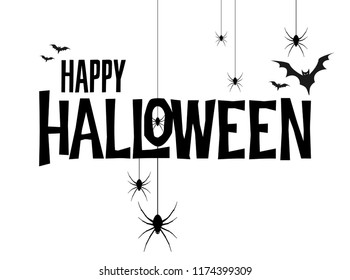 Happy Halloween vector lettering. Holiday calligraphy poster, greeting card, party invitation. Isolated illustration.