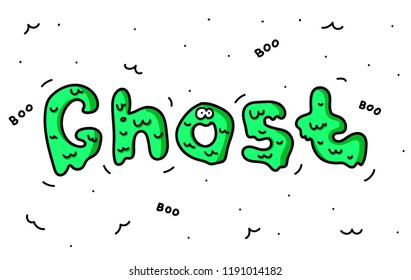 Happy Halloween vector lettering. Holiday calligraphy with eyes and lines