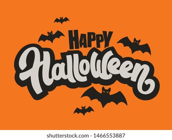 Happy Halloween vector lettering. Holiday lettering for banner. Happy Halloween poster, greeting card, party invitation. Vector illustration. 