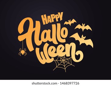 Happy Halloween vector lettering. Holiday lettering for banner. Happy Halloween poster, greeting card, party invitation. Vector illustration. 