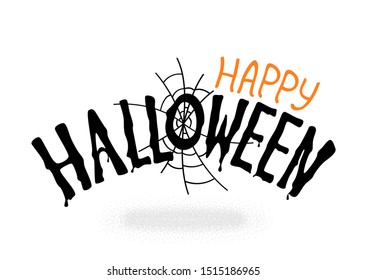 Happy Halloween vector lettering. Holiday calligraphy for banner, poster, greeting card, party invitation. Vector illustration.