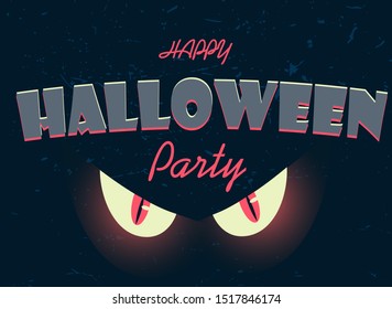 Happy Halloween vector lettering. Holiday calligraphy with spider and web for banner, poster, greeting card, party invitation. Isolated illustration.