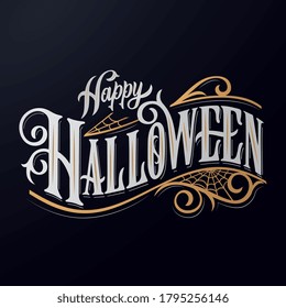 Happy Halloween vector lettering. Holiday lettering for banner. Happy Halloween poster, greeting card, party invitation. Vector illustration. 