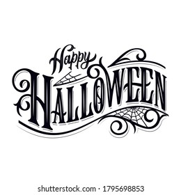 Happy Halloween vector lettering. Holiday lettering for banner. Happy Halloween poster, greeting card, party invitation. Vector illustration. 