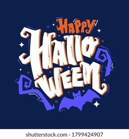 Happy Halloween vector lettering. Holiday lettering for banner. Happy Halloween poster, greeting card, party invitation. Vector illustration. 