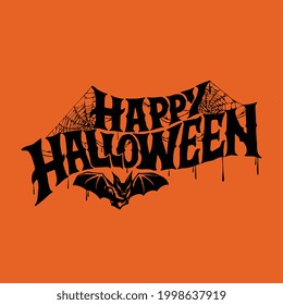 Happy Halloween vector lettering. Holiday lettering for banner. Happy Halloween poster, greeting card, party invitation. Vector illustration. 