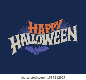 Happy Halloween vector lettering. Holiday lettering for banner. Happy Halloween poster, greeting card, party invitation. Vector illustration. 