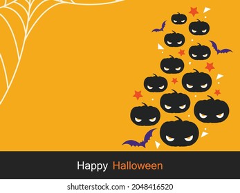 Happy Halloween vector lettering. Holiday calligraphy with spider and web for banner, poster, greeting card, party invitation. Isolated illustration.