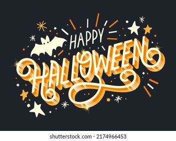 Happy Halloween vector lettering  Holiday lettering for banner  Happy Halloween poster  greeting card  party invitation  Vector illustration  