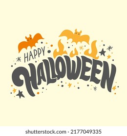 Felices letras vectoriales de Halloween. Carteles de vacaciones para pancartas. Afiche feliz de Halloween, tarjeta de saludo, invitación a la fiesta. Ilustración vectorial.