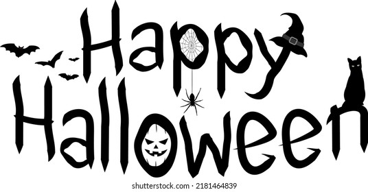 Happy Halloween vector lettering. Holiday lettering for banner