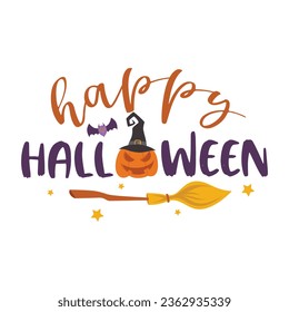 Happy Halloween vector lettering. Holiday lettering for banner. Happy Halloween poster, greeting card, party invitation. Vector illustration.