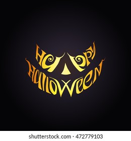 Happy Halloween, vector lettering. Halloween Mask Background.