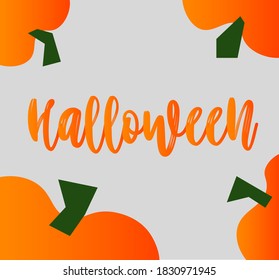 Frohe Halloween-Vektorschrift mit Kürbissen. Vektorgrafik